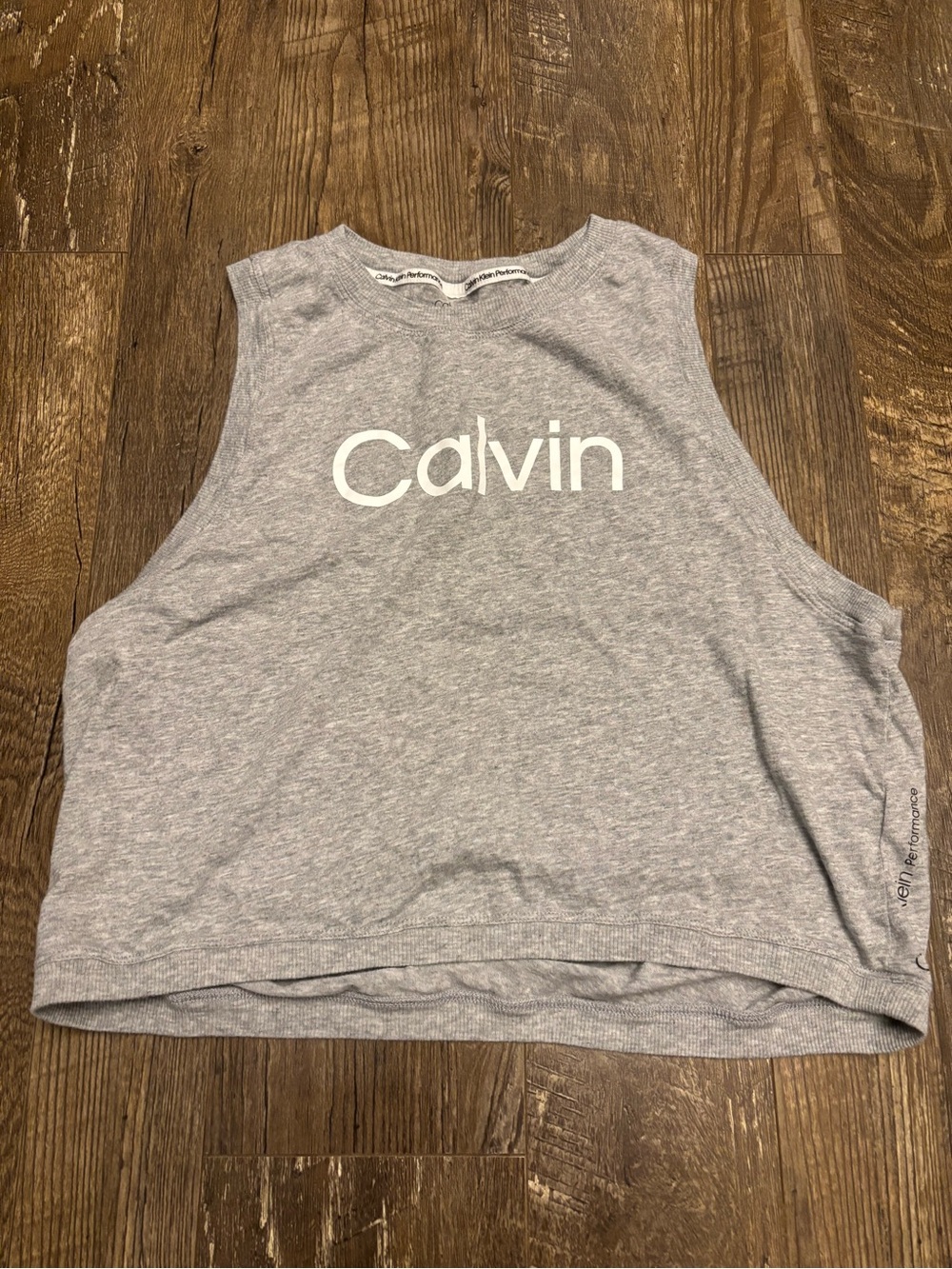 Calvin Klein Gray Performance Crewneck Tank with White Logo Size M